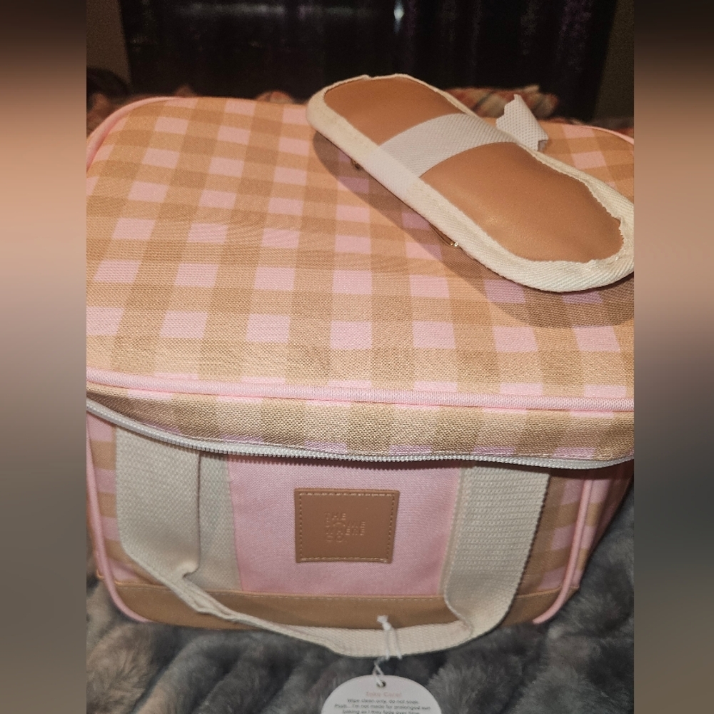 Pink and Tan Travel Bag